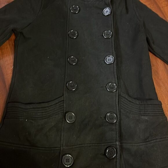 Aqua Pea Black Pea Coat Size Medium - 2 Pockets - Picture 2 of 6